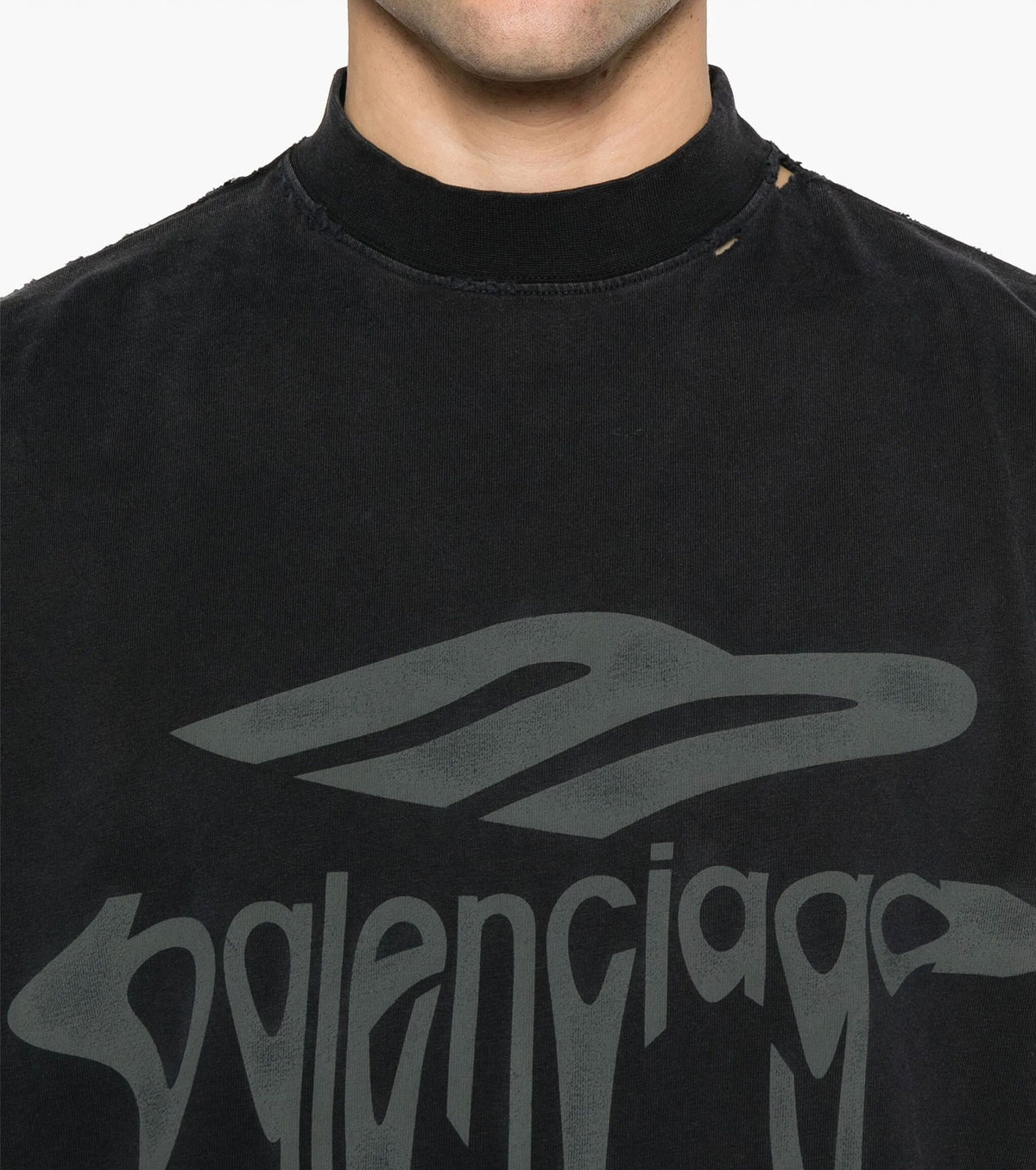 Close-up of model wear Black 3B Liquified Unisex T-Shirt - Fashion Dose