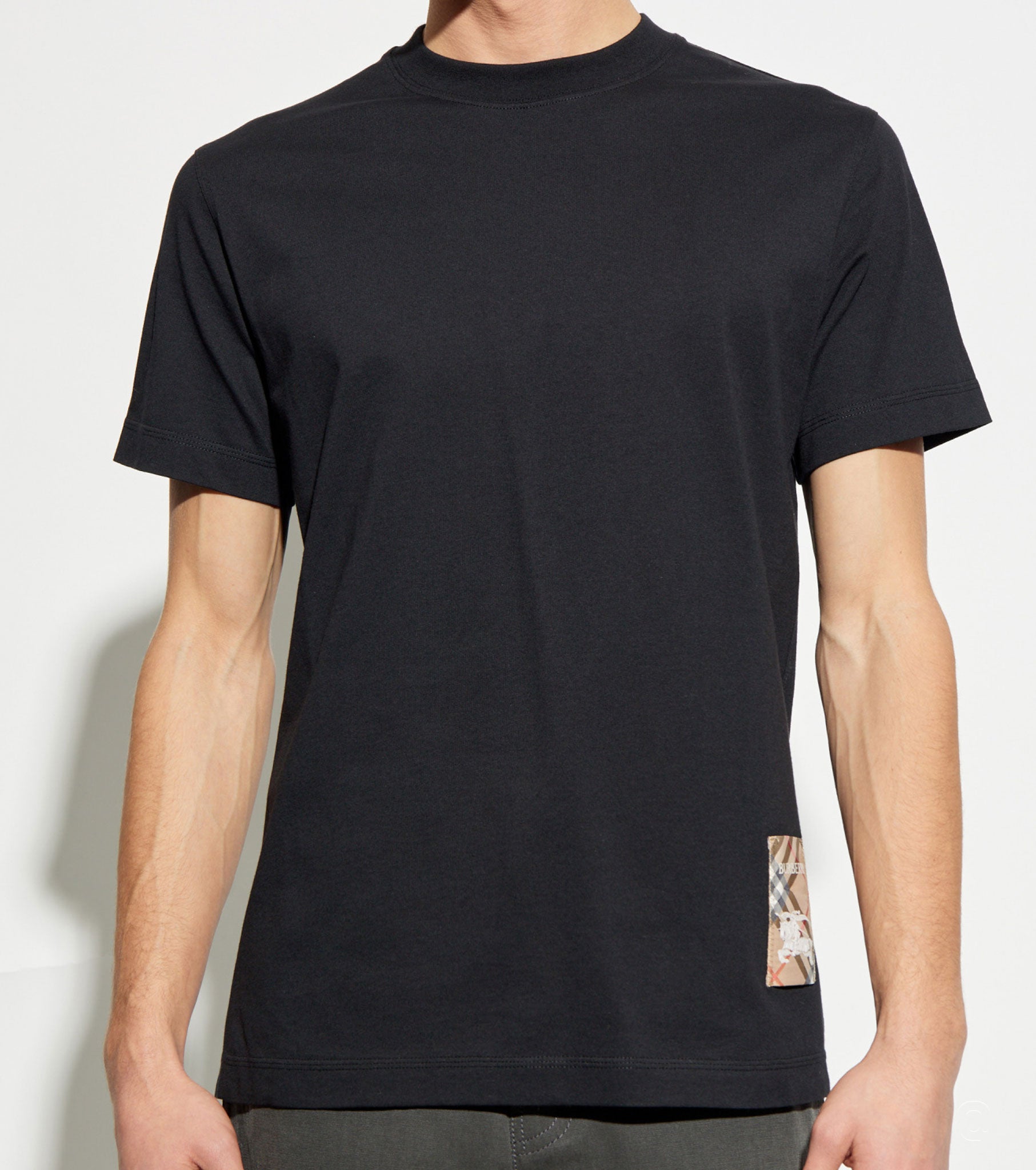 Check Label Cotton T-shirt BR2057