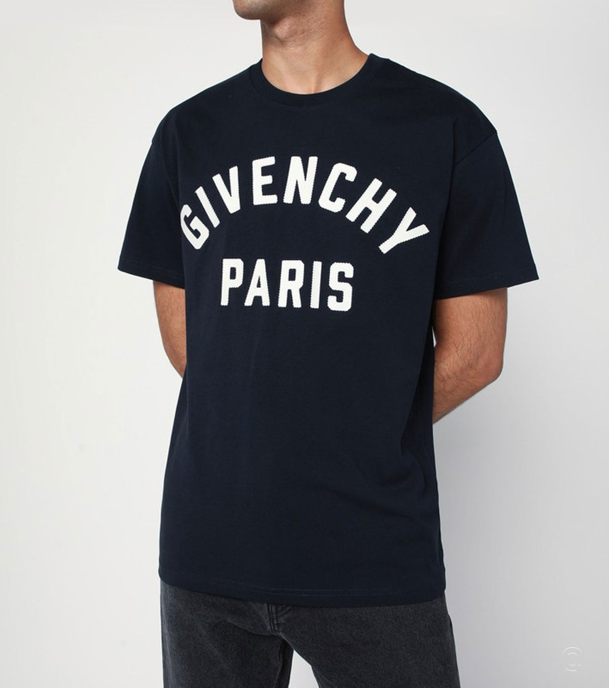 Embroidered navy cotton t-shirt GV9045