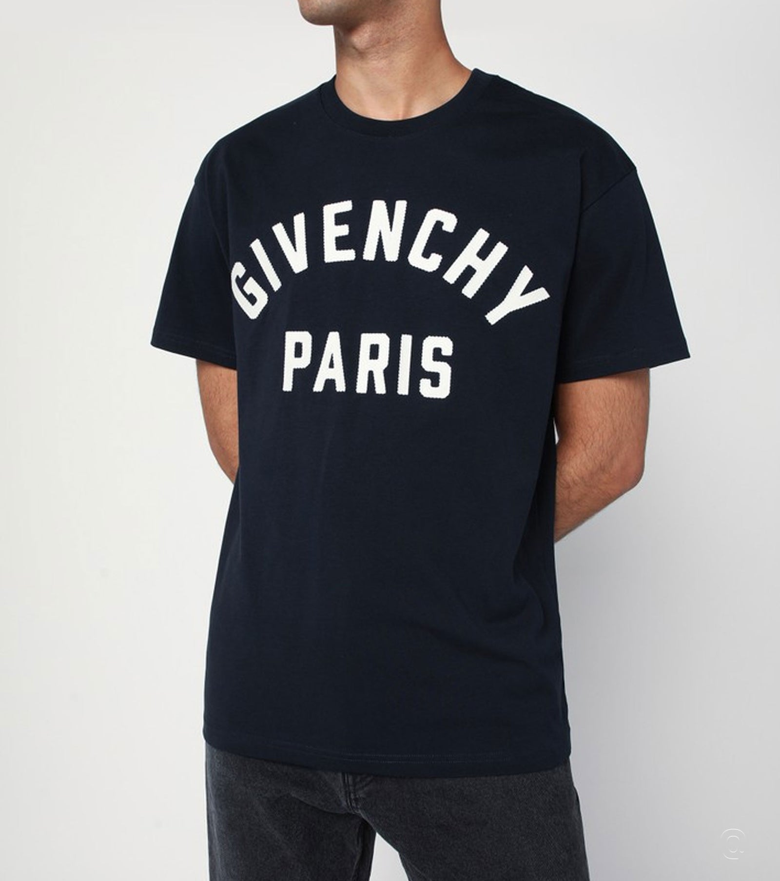 Embroidered navy cotton t-shirt GV9045