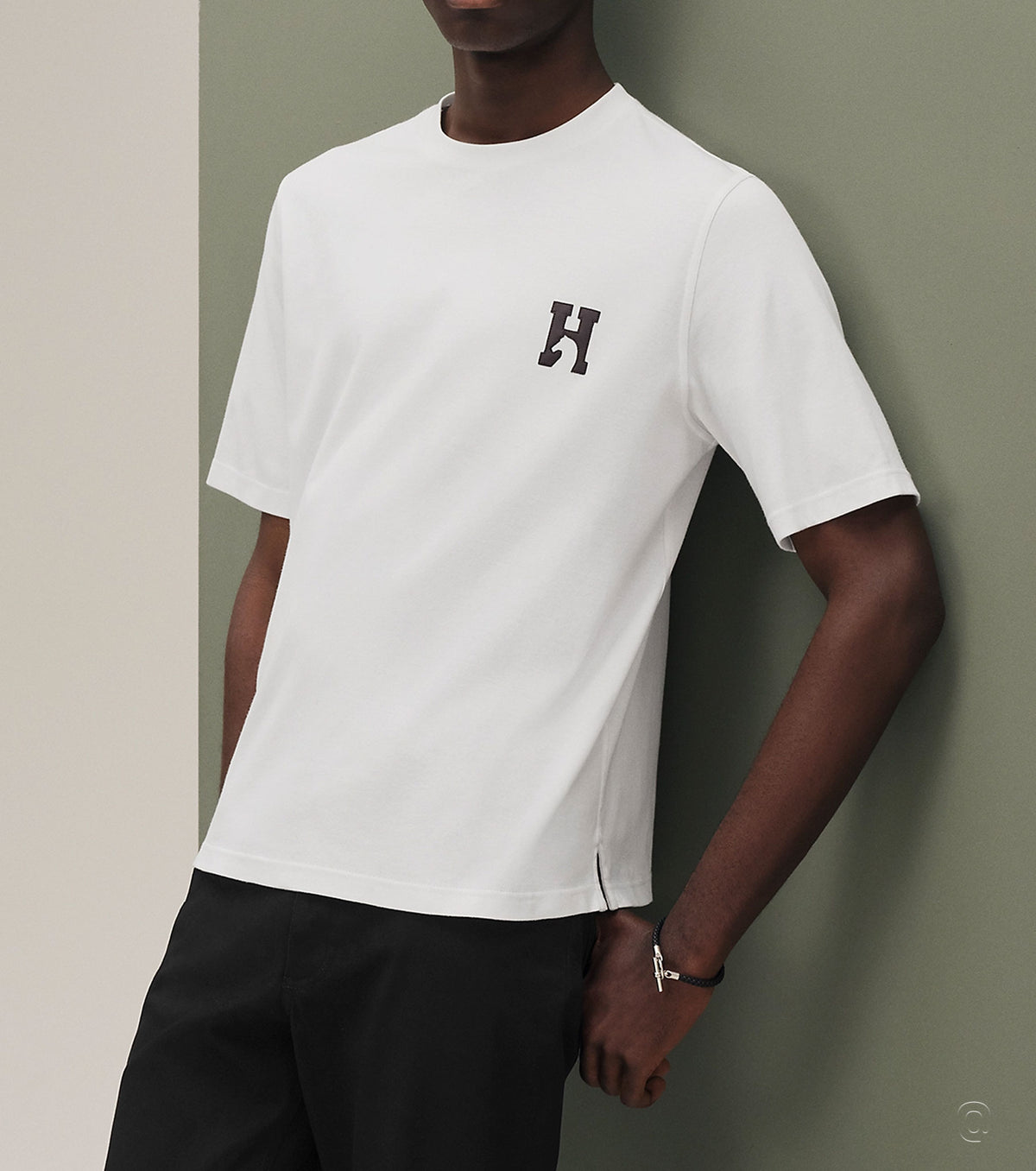 Тениска "H'Cheval" с кожен детайл 26-1145