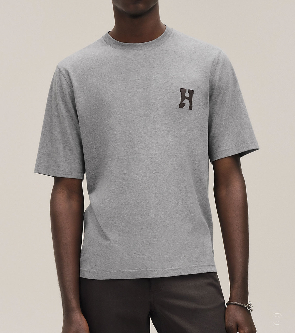 Тениска "H'Cheval" с кожен детайл 26-1145