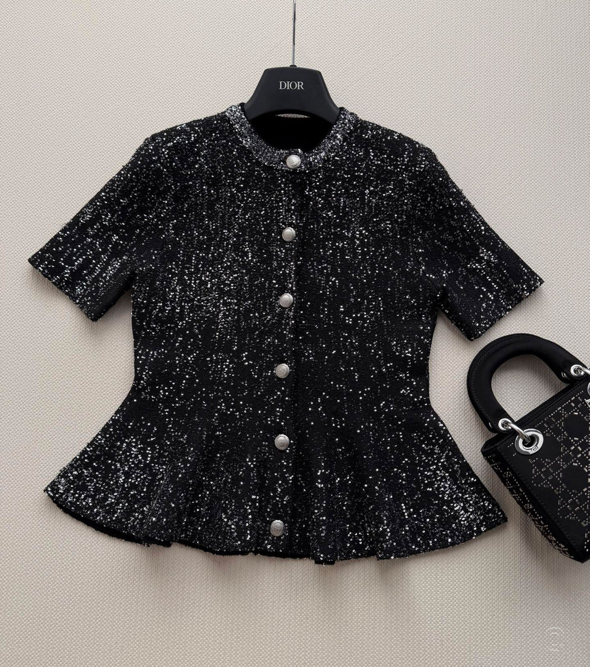 Short-Sleeved Peplum Cardigan