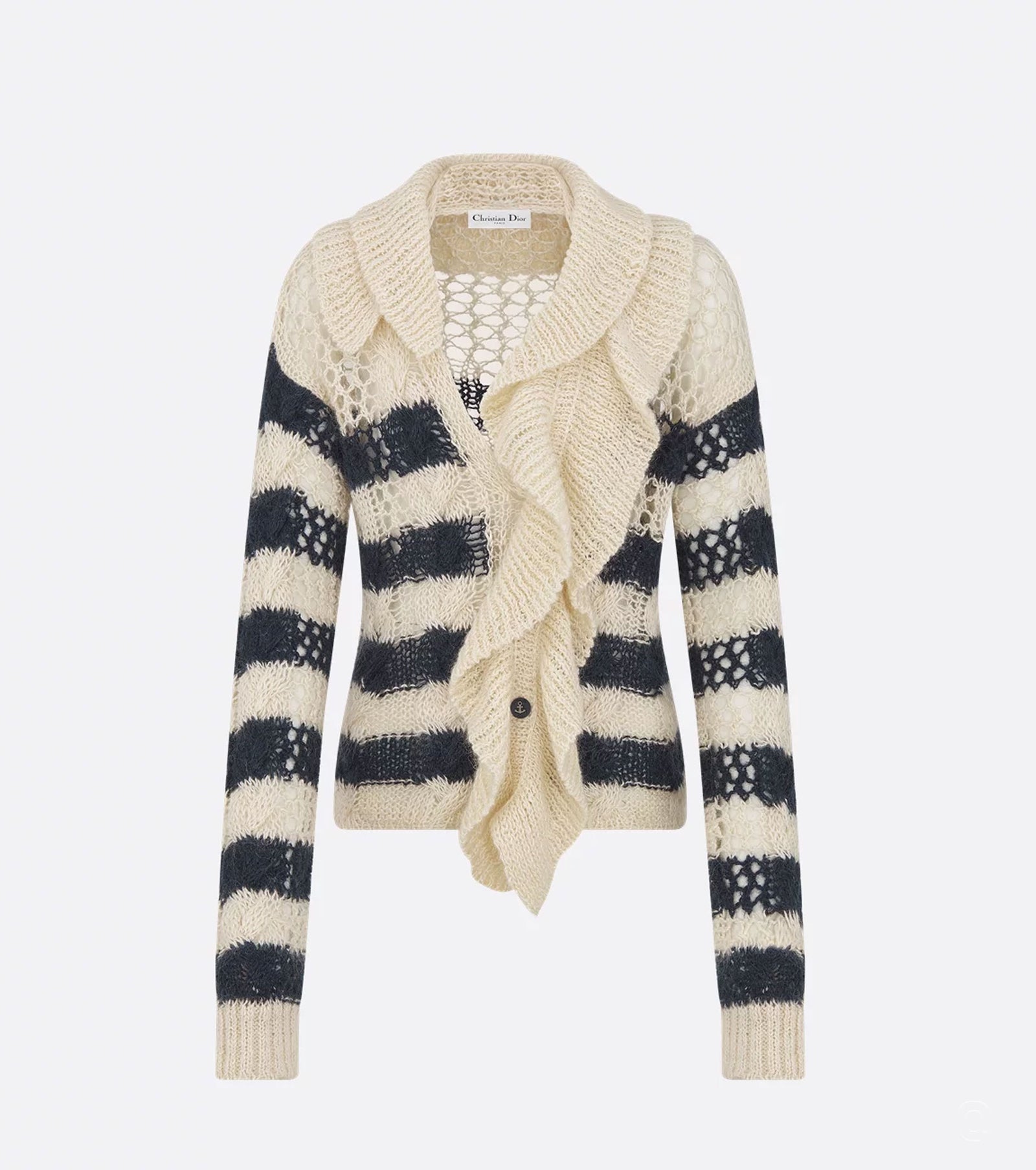 Кашмирена жилетка с подвижна яка с волани