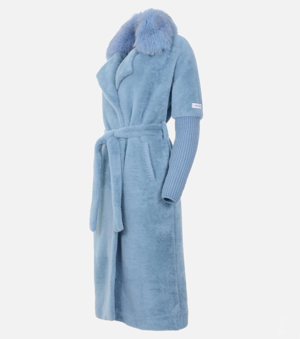 Дамско Палто от Кашмирена Алкантара със Сребърна Лисица