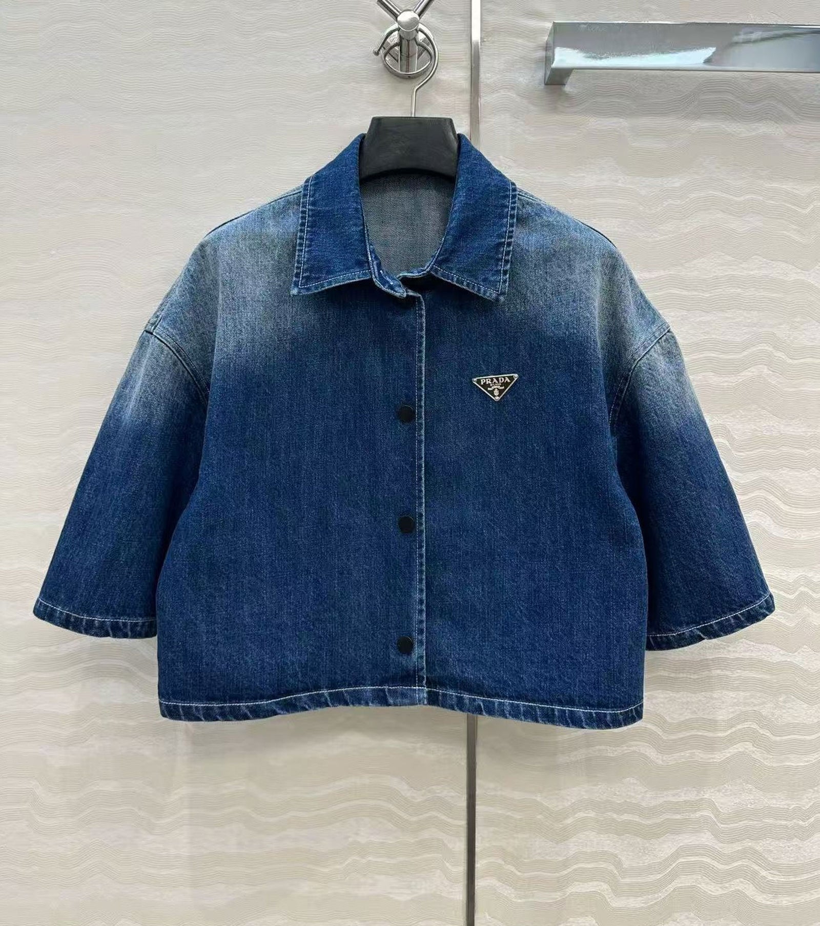 Дамска къса дънкова риза