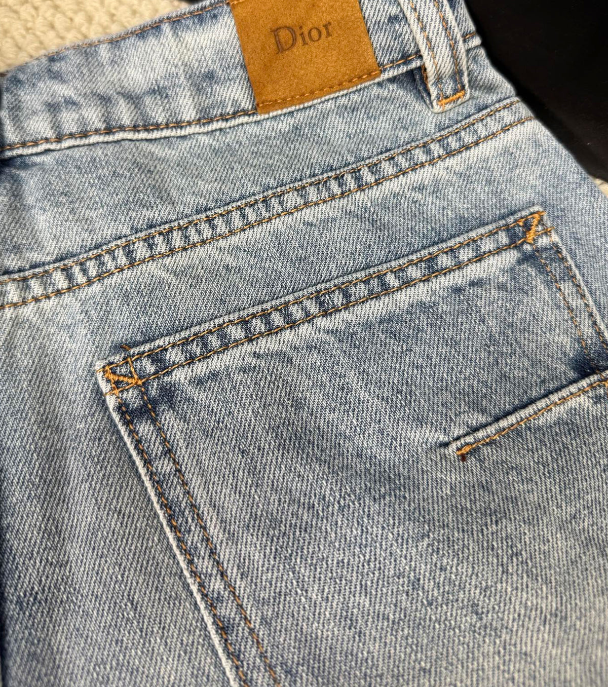 Embroidered denim shorts
