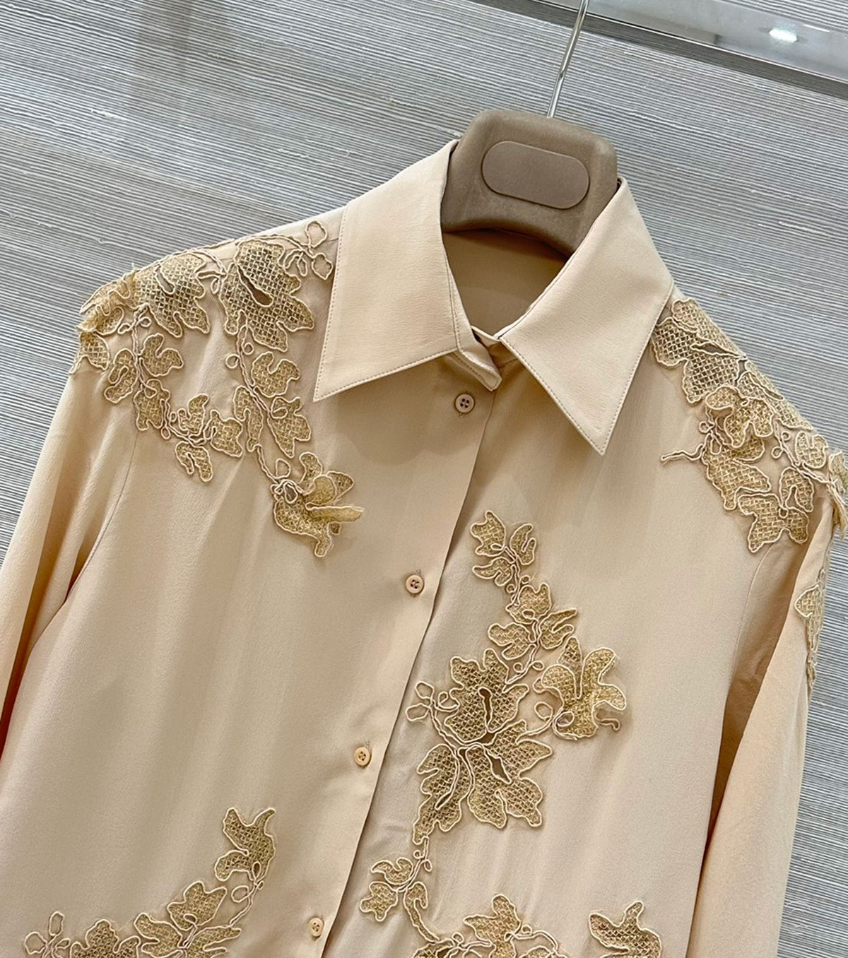 Embroidered silk shirt