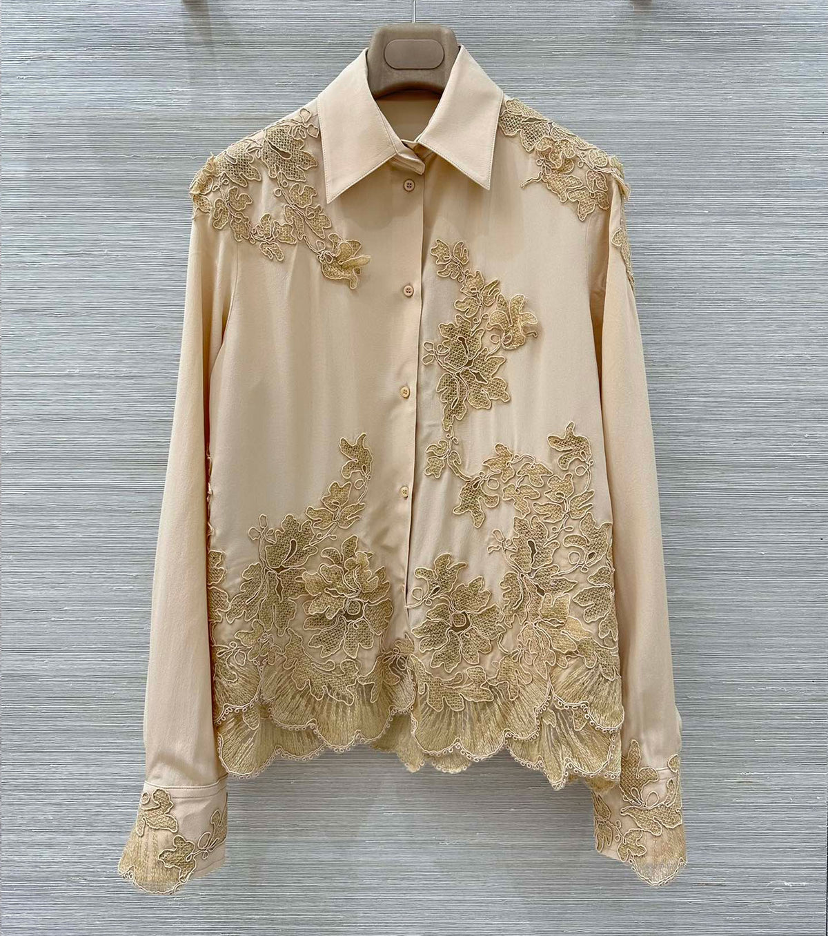 Embroidered silk shirt